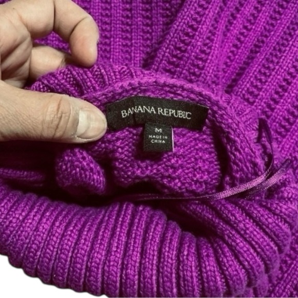 Banana Republic Magenta Ribbed Turtleneck Sweater Dress Women’s Medium - Picture 8 of 11